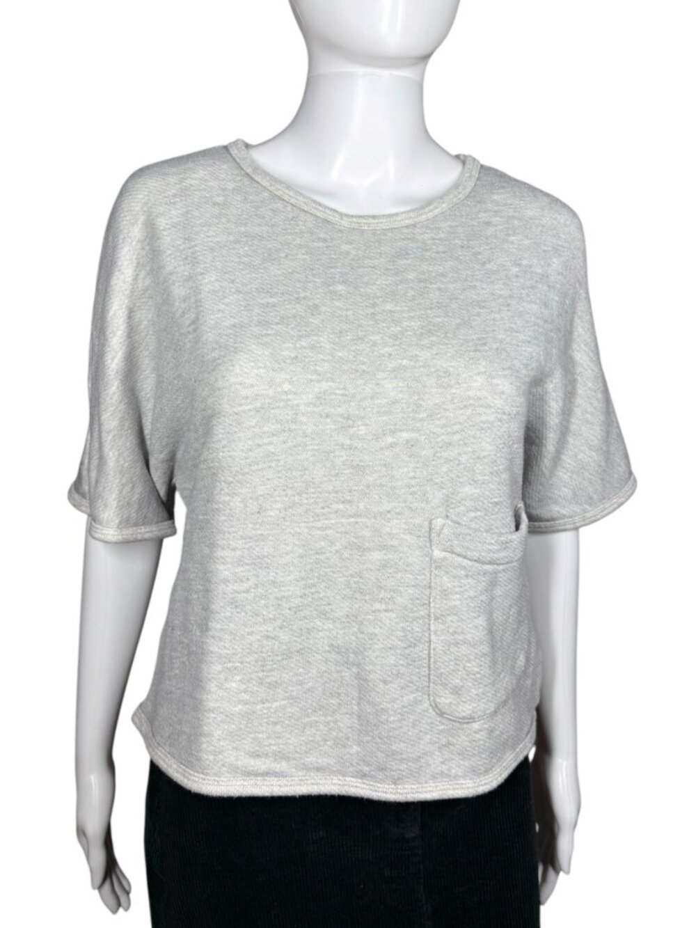 Current / Elliott The Painter Crop Pocket Sweatshirt Tee Light Grey Size XS